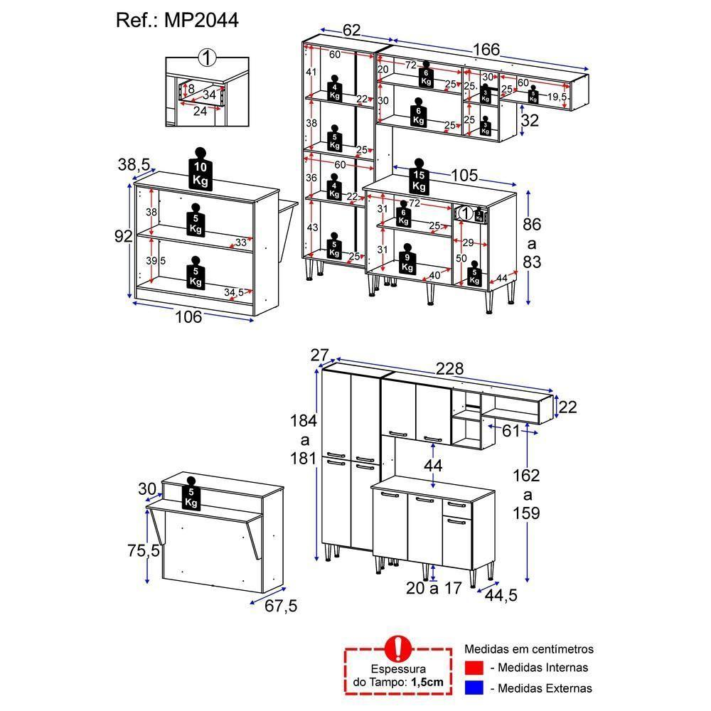 Cozinha Completa C/ Bancada Multimóveis Madeirada/preta - 5