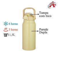 Garrafa Térmica 1,5l Em Aço Inox Com Alça E Bico - Amarela - 3
