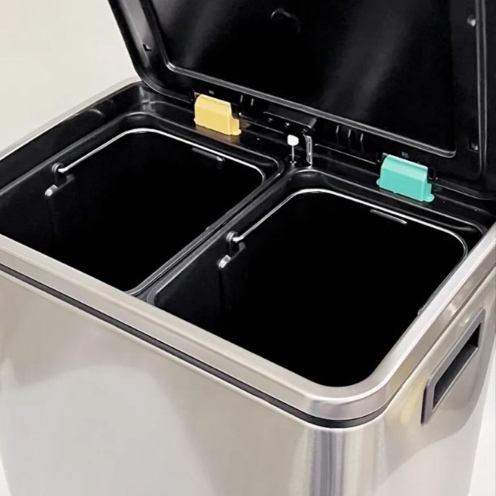 Lixeira Dupla Coleta Seletiva Inox 20l Com Pedal Removível - 2