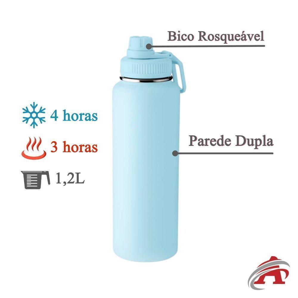 Garrafa Térmica Azul Com Alça - 1,2l Para Bebidas Quentes E Frias Em Aventuras Ao Ar Livre - 3