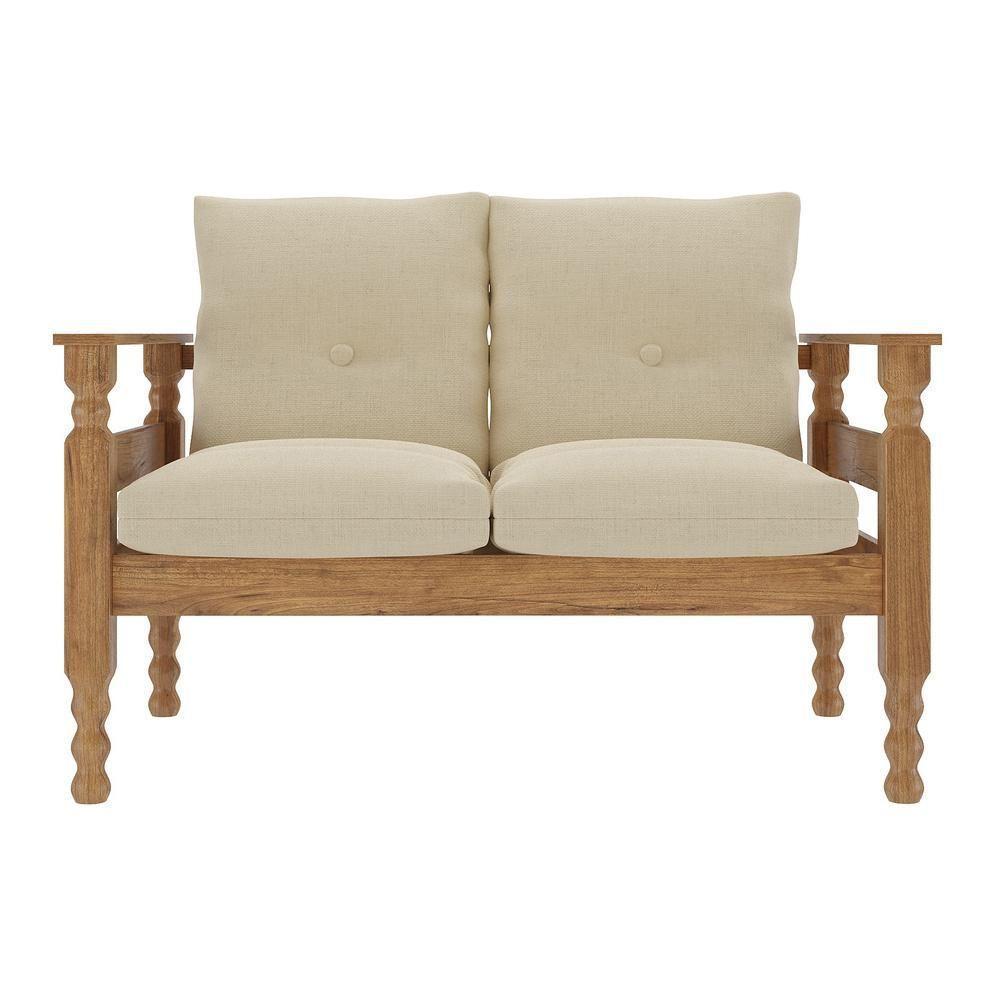 Namoradeira 2 Lugares Madeira Maciça Liz Multimóveis Vcr7002 Bege Bege - 2