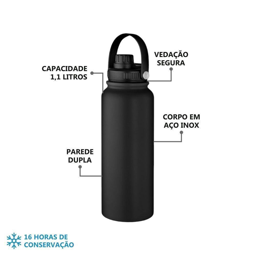 Garrafa Térmica Inox Preto 1,1l Com Alça - Parede Dupla Para Manter A Temperatura - 4