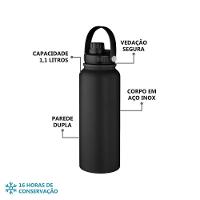 Garrafa Térmica Inox Preto 1,1l Com Alça - Parede Dupla Para Manter A Temperatura - 4