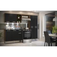 Cozinha Compacta C/ 3 Leds 3 Pçs Pequim Multimóveis V3413 Nogueira/Preta Nogueira/Preto - 2