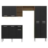 Cozinha Compacta C/ 3 Leds 3 Pçs Pequim Multimóveis V3413 Nogueira/Preta Nogueira/Preto - 3
