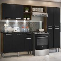 Cozinha Compacta C/ 3 Leds 3 Pçs Pequim Multimóveis V3413 Nogueira/Preta Nogueira/Preto - 7