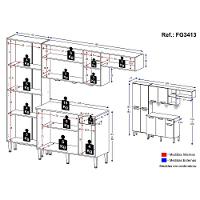 Cozinha Compacta Multimóveis Pequim Fg3413 Com 3 Leds Armário E Balcão Madeirada/preta