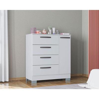 Cômoda Ambiente 868 4 Gavetas MDP com Puxadores Plástico Branco Brilhante