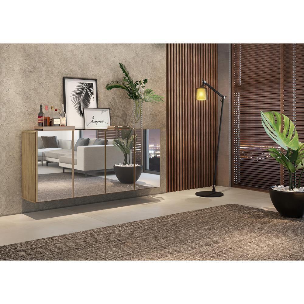 Aparador Buffet 4 Portas com Espelho Suspenso Vegas Multimóveis Rustic - 7