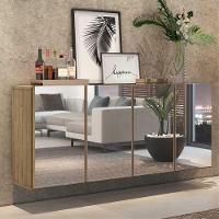 Aparador Buffet 4 Portas com Espelho Suspenso Vegas Multimóveis Rustic - 3