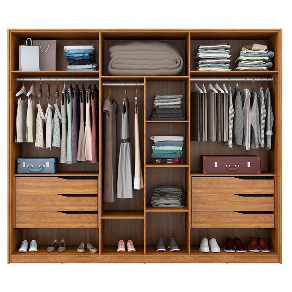 Guarda Roupa Casal Atrice 6 Portas Amêndola Grafito - Demartêz - 2