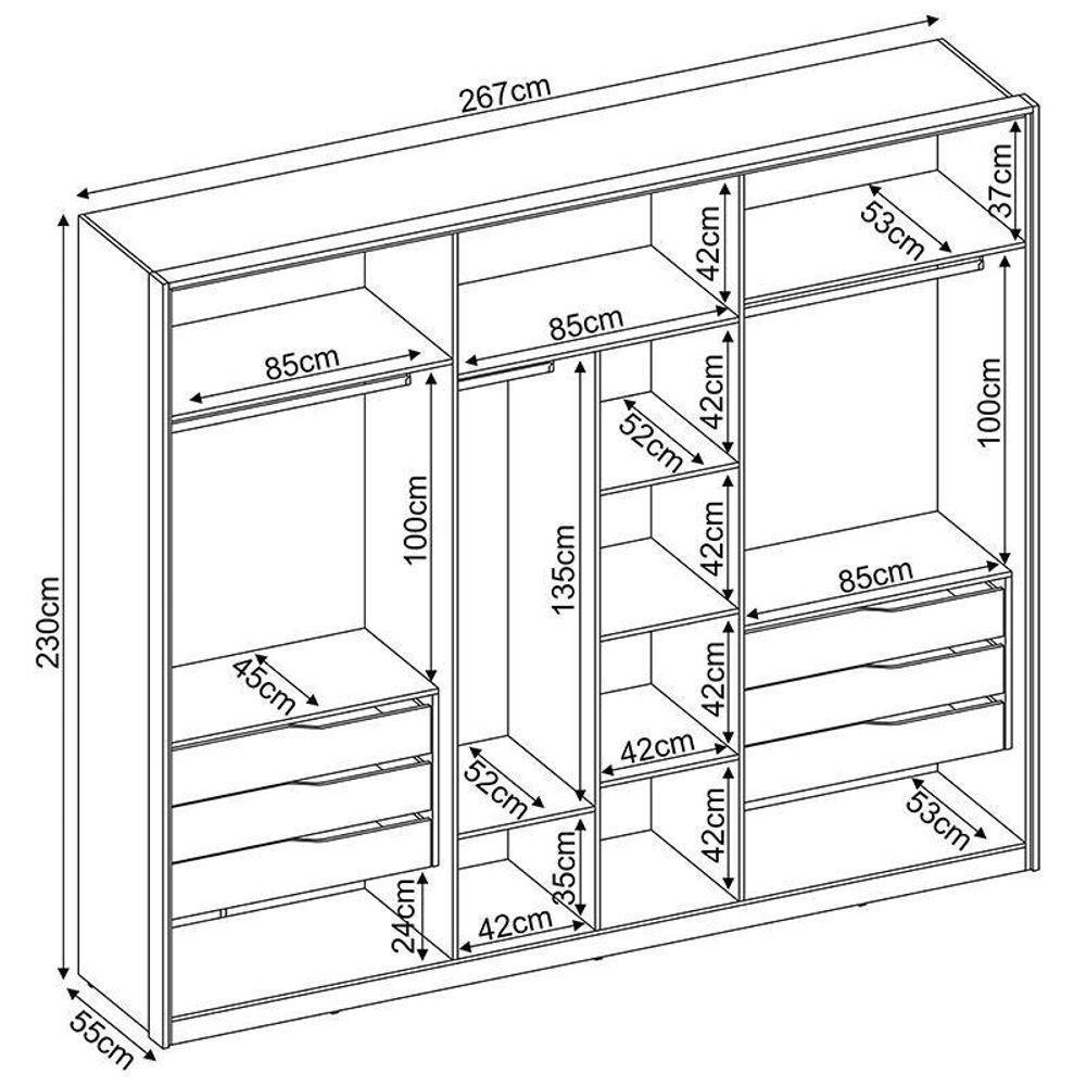 Guarda Roupa Casal Atrice 6 Portas Amêndola Grafito - Demartêz - 4