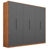 Guarda Roupa Casal Atrice 6 Portas Amêndola Grafito - Demartêz - 1