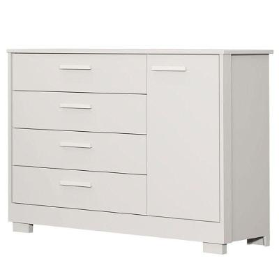 Cômoda Infantil Zaki 4 Gavetas em MDF com Porta Puxador em MDF Branco Acetinado