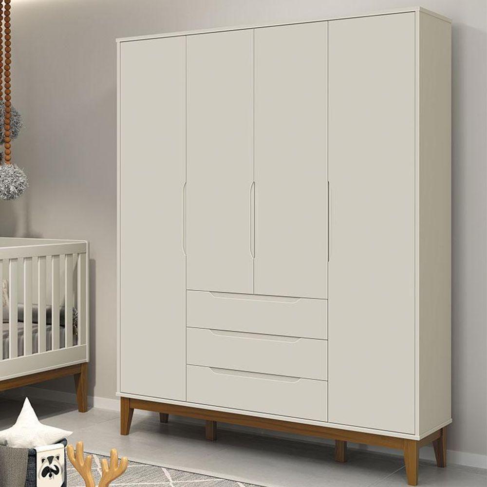 Guarda Roupa Infantil Classic Elfe Areia Acetinado Amadeirado - Reller - 3
