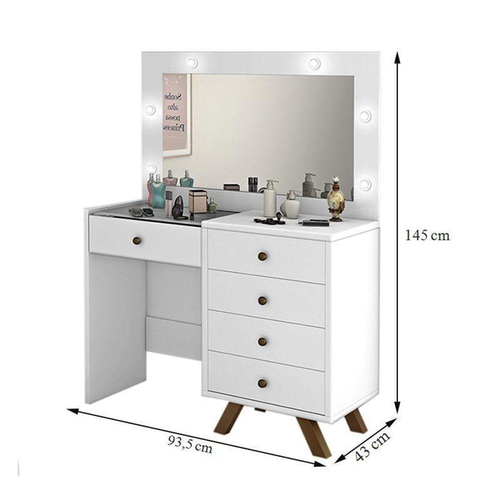 Penteadeira Camarim Luna Com Banqueta Branco ? Luapa Móveis - 3
