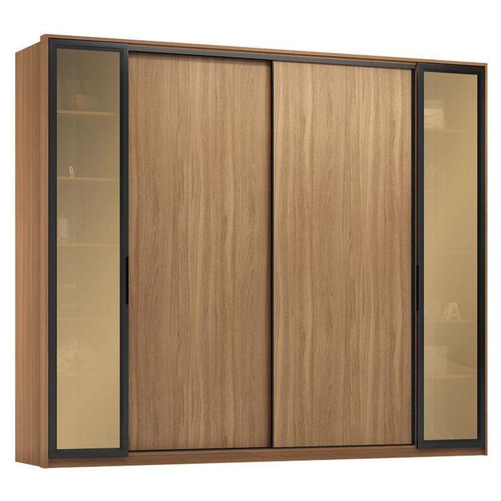 Guarda Roupa Casal Ambiente Laredo Amêndola Touch Nude Prime Flex Com Portas De Vidro Reflecta - Demartez - 4