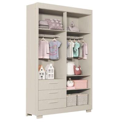 Guarda Roupa Infantil Solteiro Zaki 4 Portas Bater 3 Gavetas Areia Acetinado