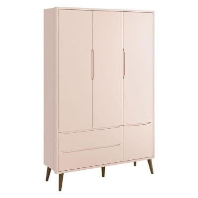 Guarda Roupa Infantil Theo 3 Portas 2 Gavetas rosa MDF Reller