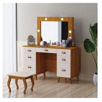 Penteadeira Camarim New Seul Com Banqueta Almofadada Ambiente Freijó Maní - Luapa - 1