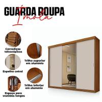 Guarda Roupa Casal ímola 3 Portas De Correr Com Espelho Carvalho Off White Pina - Luapa