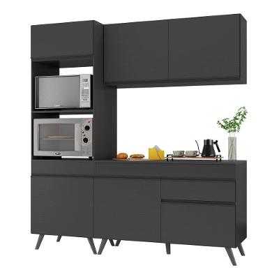 Armário de Cozinha Compacta Veneza V3694 6 Portas 1 Gaveta MDP 182cm Preto