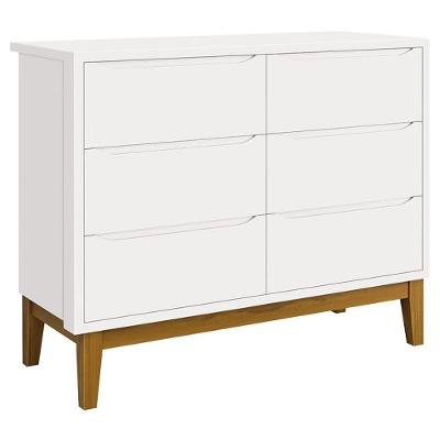 Cômoda Infantil Classic 6 Gavetas em MDF com Puxadores Embutidos Branco Acetinado Brilhante