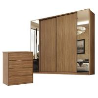 Cômoda átria E Guarda Roupa Casal Laredo Amêndola Touch Nude Prime Flex - Demartez - 1