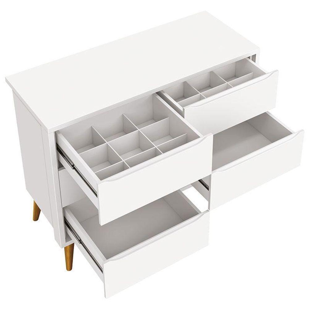 Cômoda Infantil 6 Gavetas Retrô Theo Branco Acetinado Com Pés Madeira ? Reller - 3