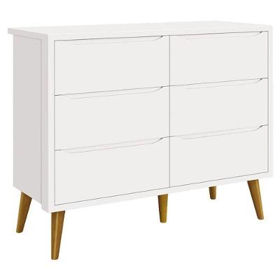 Cômoda Infantil Theo 6 Gavetas em MDF com Puxador Embutido Branco Acetinado