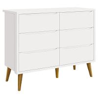 Cômoda Infantil 6 Gavetas Retrô Theo Branco Acetinado Com Pés Madeira ? Reller - 1