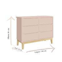 Cômoda Infantil 6 Gavetas Classic Rosa Acetinado Com Pés Natural ? Reller - 2
