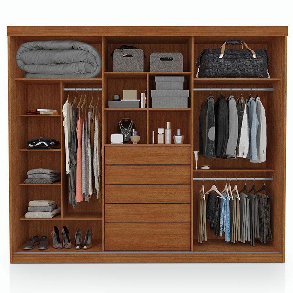 Guarda Roupa Casal ímola 3 Portas De Correr Com Espelho Carvalho New - Luapa - 3