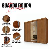 Guarda Roupa Casal ímola 3 Portas De Correr Com Espelho Carvalho New - Luapa