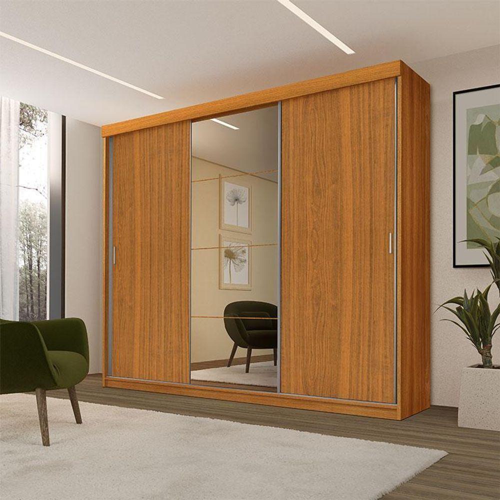 Guarda Roupa Casal ímola 3 Portas De Correr Com Espelho Freijó - Luapa - 5