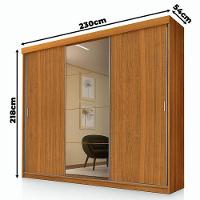 Guarda Roupa Casal ímola 3 Portas De Correr Com Espelho Freijó - Luapa - 2