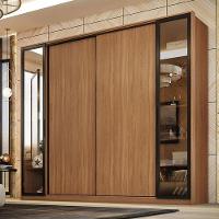 Cômoda átria E Guarda Roupa Casal Laredo Amêndola Touch Nude Prime Flex Com Portas De Vidro Reflecta - Demartez - 6