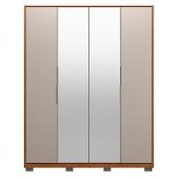 Guarda Roupa Casal Attore 4 Portas Nogueira Nude Prime Tx Com Espelho E Pés Demóbile - Demartêz - 3