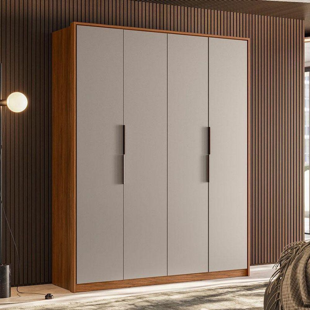 Guarda Roupa Casal Attore 4 Portas Nogueira Nude Prime Tx Demóbile - Demartêz - 4