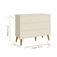 Cômoda Infantil 6 Gavetas Retrô Theo Areia Acetinado Com Pés Madeira ? Reller - 2