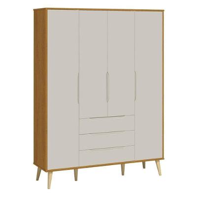 Guarda Roupa Infantil Retrô Elfe Areia Acetinado Savana Natural - Reller