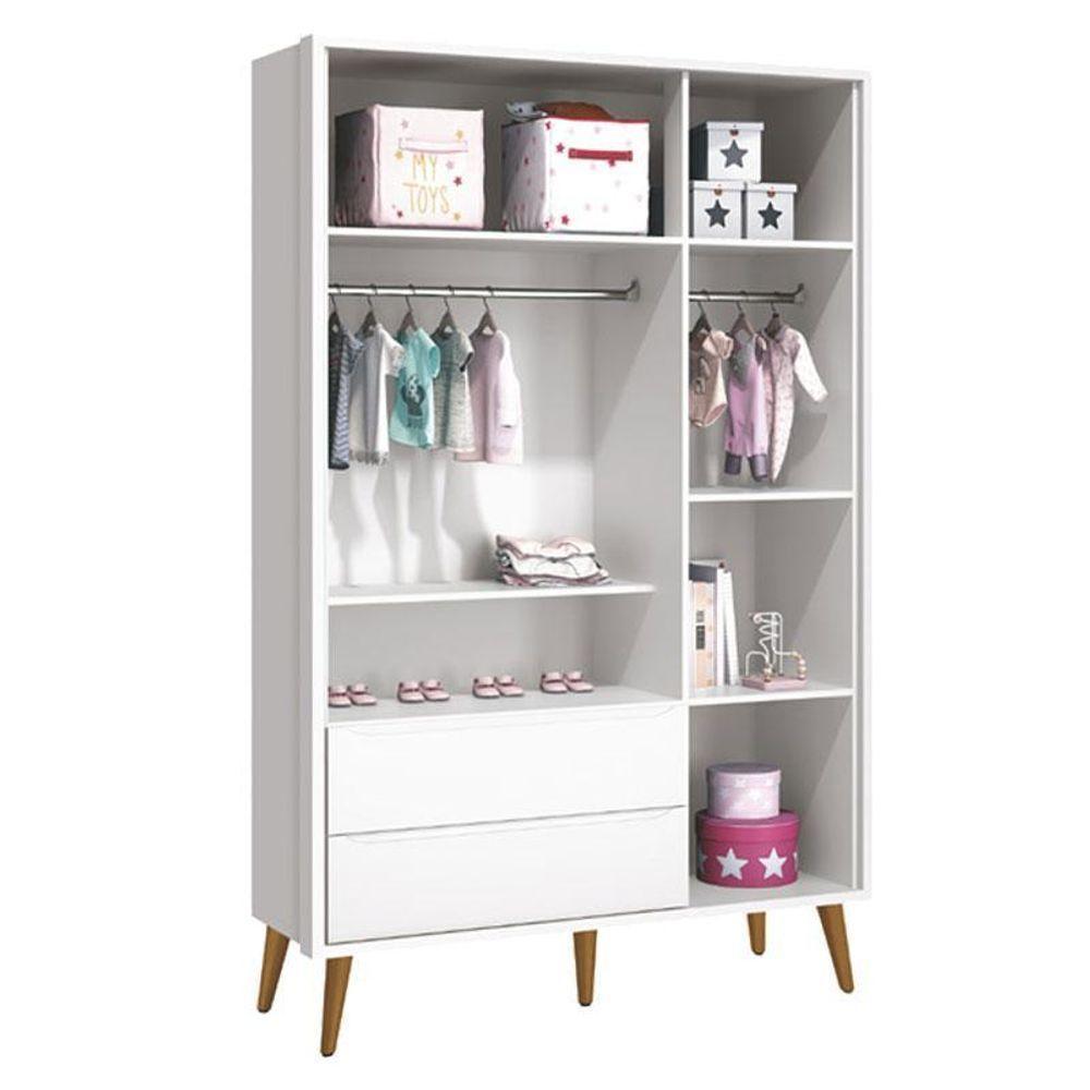 Berço Americano E Guarda Roupa 3 Portas Theo Branco Pés Amadeirados Com Colchão Gazin ? Reller - 5