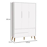 Berço Americano E Guarda Roupa 3 Portas Theo Branco Pés Amadeirados Com Colchão Gazin ? Reller