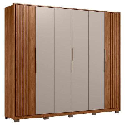 Guarda Roupa Casal Ripado Atrice 6 Portas Nogueira Nude Prime Tx Com Pés Demóbile ? Demartêz