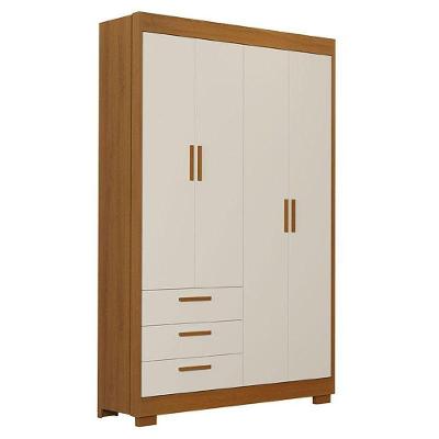 Guarda Roupa Infantil Zaki 4 Portas 3 Gavetas Areia Acetinado Savana MDF