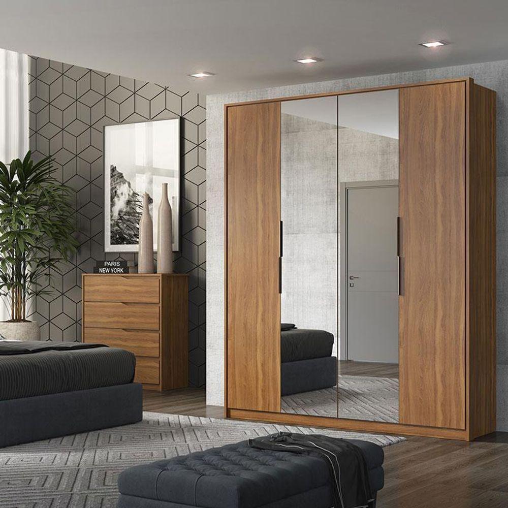 Guarda Roupa Casal Attore 4 Portas 2 Portas Em Espelho Amendola - Demartêz - 2