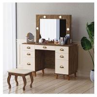 Penteadeira Camarim New Seul Com Banqueta Almofadada Malbec Off White - Luapa - 3