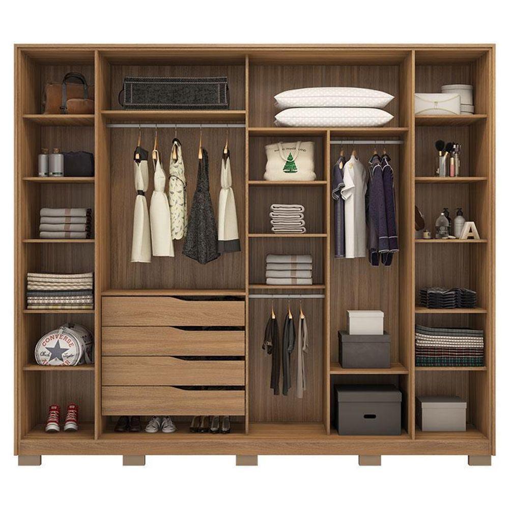 Guarda Roupa Casal Laredo Amêndola Touch Nude Prime Flex Com Portas De Vidro Reflecta E Pés - Demartez - 7