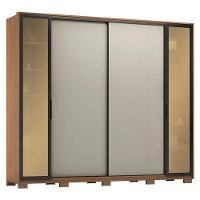 Guarda Roupa Casal Laredo Amêndola Touch Nude Prime Flex Com Portas De Vidro Reflecta E Pés - Demartez - 1