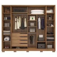 Guarda Roupa Casal Laredo Amêndola Touch Nude Prime Flex Com Portas De Vidro Reflecta E Pés - Demartez - 7